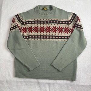 VTG Alps Green Pullover Long Sleeve Knit Sweater Fair Isle Nordic Men's XLT‎